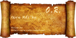 Opre Réka névjegykártya